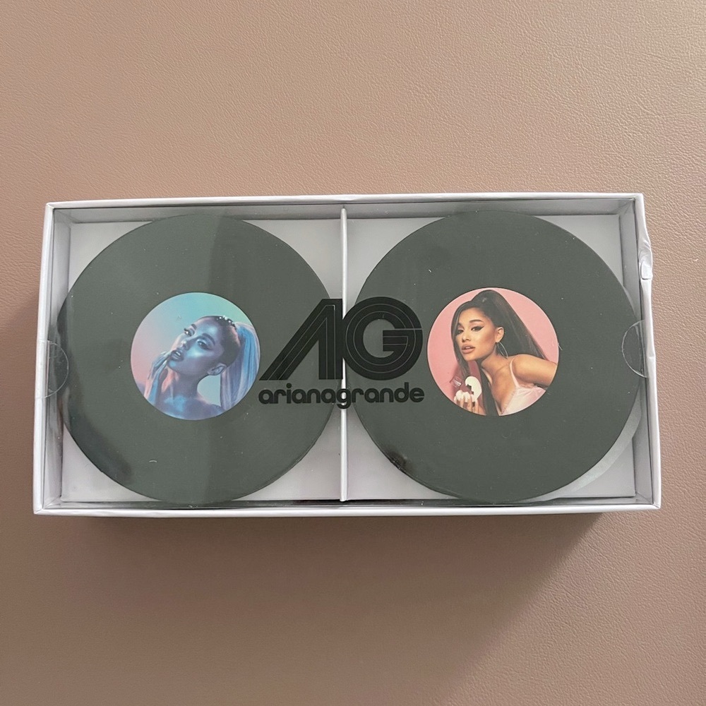 Ariana Grande Black Vinyl Record Coasters Set